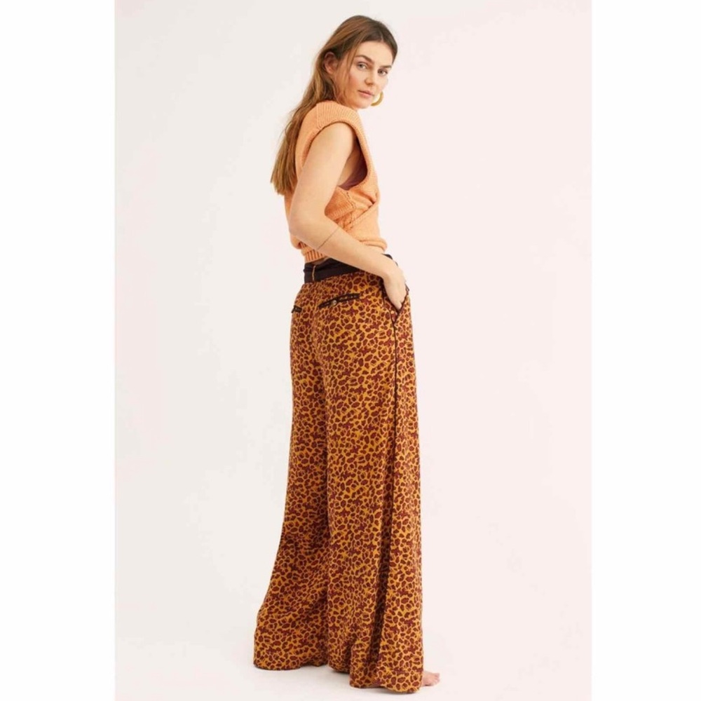 Free People Bennie Leopard Print Wide-Leg Pants - Picture 2 of 6